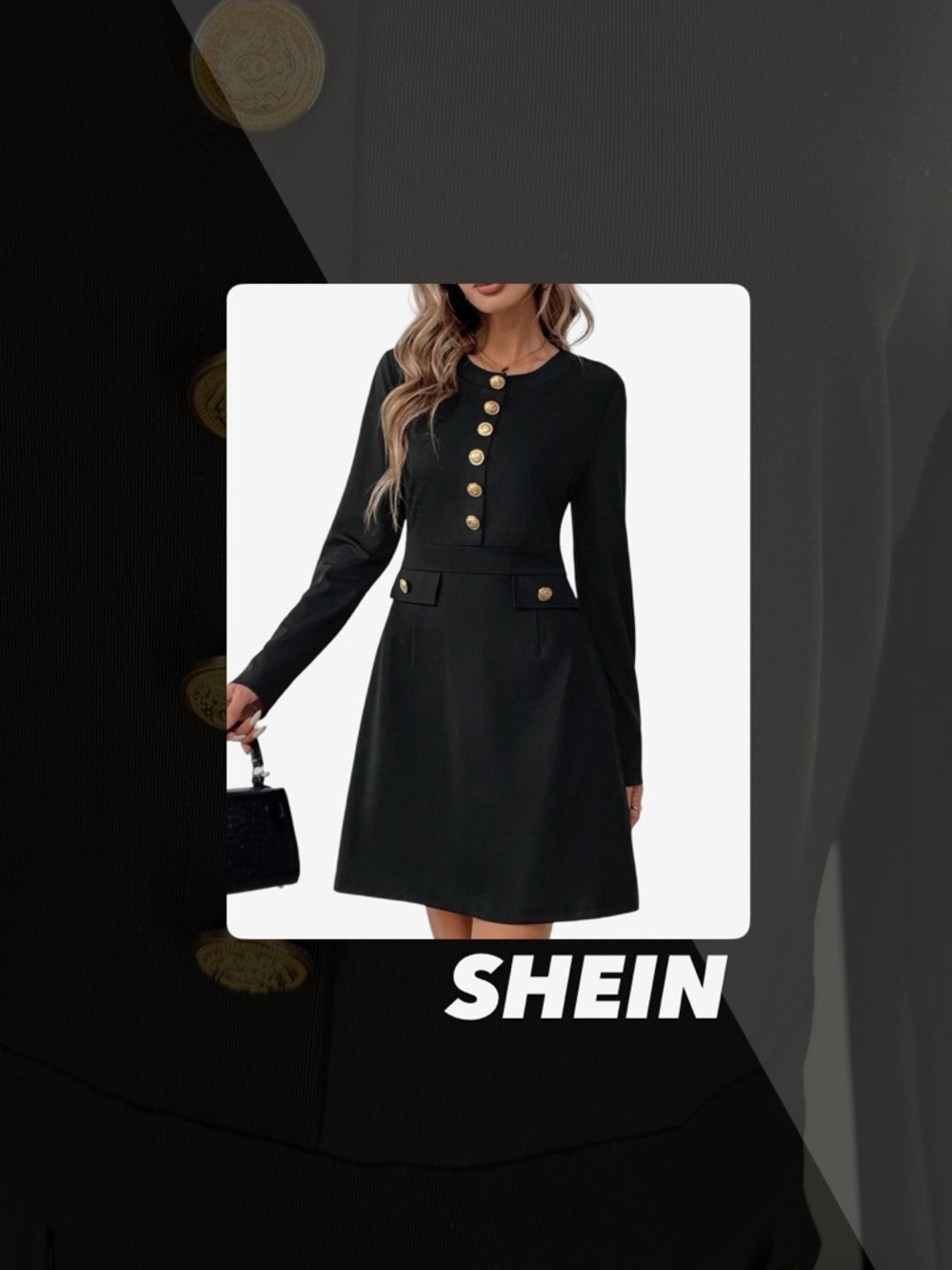 EUC SHEIN Button Detail Dress